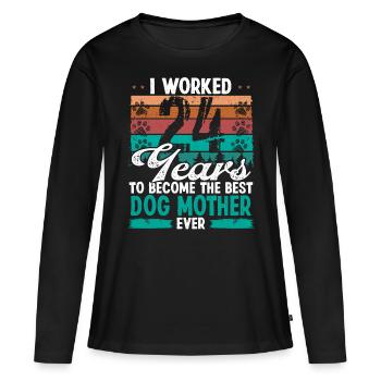 24 Year Old Best Dog Mother 24 Birthday Dog Mom - Frauen Premium Bio Langarmshirt - Schwarz - Vorne - Julia (174cm)