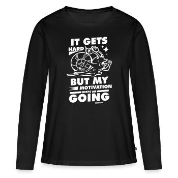 Motivation - T-shirt manches longues Premium bio Femme - noir - Devant - Julia (174cm)