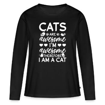 Les chats sont fantastiques, je suis fantastique, donc - T-shirt manches longues Premium bio Femme - noir - Devant - Julia (174cm)