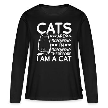 Les chats sont fantastiques, je suis fantastique, donc - T-shirt manches longues Premium bio Femme - noir - Devant - Julia (174cm)