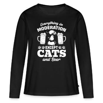 Alles in Maßen, außer Katzen und Bier - Frauen Premium Bio Langarmshirt - Schwarz - Vorne - Julia (174cm)