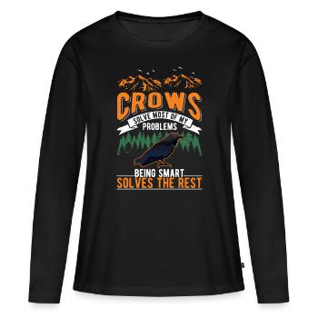 Corbeau Corbeau Corbeau Corbeau Gardant Corbeau Éleveur - T-shirt manches longues Premium bio Femme - noir - Devant - Julia (174cm)