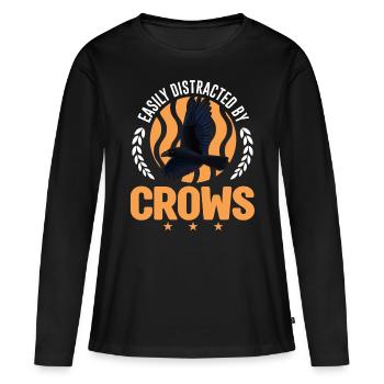Facilement distrait par Crows Crow Raven Raven Crow - T-shirt manches longues Premium bio Femme - noir - Devant - Julia (174cm)