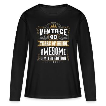 40 ans d’être génial 40 anniversaire 40 ans - T-shirt manches longues Premium bio Femme - noir - Devant - Julia (174cm)