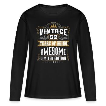 52 ans d’être génial 52 anniversaire 52 ans - T-shirt manches longues Premium bio Femme - noir - Devant - Julia (174cm)