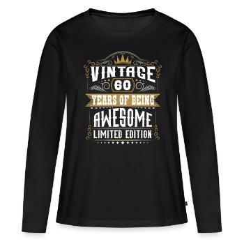 60 ans d’être génial 60 anniversaire 60 ans - T-shirt manches longues Premium bio Femme - noir - Devant - Julia (174cm)