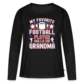 Grand-mère de football américain Joueur de football Grand-mère - T-shirt manches longues Premium bio Femme - noir - Devant - Julia (174cm)