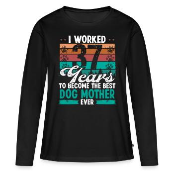 37 ans Meilleur chien Mère 37 Anniversaire Chien Maman - T-shirt manches longues Premium bio Femme - noir - Devant - Julia (174cm)