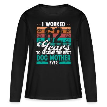 62 ans Meilleur chien Mère 62 Anniversaire Chien Maman - T-shirt manches longues Premium bio Femme - noir - Devant - Julia (174cm)