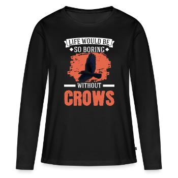 Corbeau Corbeau Corbeau Corbeau Gardant Corbeau Éleveur - T-shirt manches longues Premium bio Femme - noir - Devant - Julia (174cm)