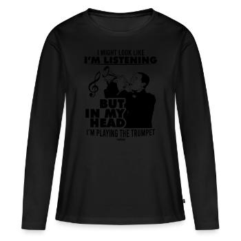 Trompete Musiklehrer Musikschule Musik - Frauen Premium Bio Langarmshirt - Schwarz - Vorne - Julia (174cm)