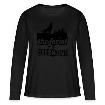 Forêt - T-shirt manches longues Premium bio Femme - noir - Devant - Julia (174cm)