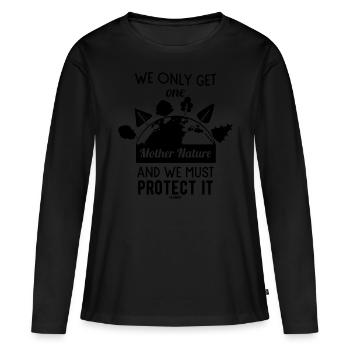 nous n’avons qu’une seule Mère Nature - T-shirt manches longues Premium bio Femme - noir - Devant - Julia (174cm)