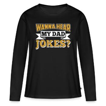 Papa Blague Papa Blague Blague Père - T-shirt manches longues Premium bio Femme - noir - Devant - Julia (174cm)