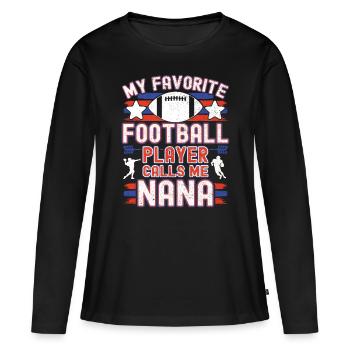Grand-mère de football américain Joueur de football Grand-mère - T-shirt manches longues Premium bio Femme - noir - Devant - Julia (174cm)