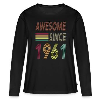Génial depuis 2016 - T-shirt manches longues Premium bio Femme - noir - Devant - Julia (174cm)