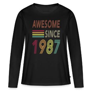 Awesome since 1987 - Frauen Premium Bio Langarmshirt - Schwarz - Vorne - Julia (174cm)