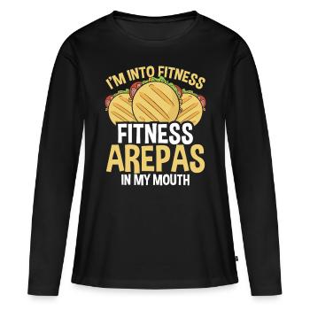 Arepa Lover Arepas dans ma bouche Colombien Venezuela - T-shirt manches longues Premium bio Femme - noir - Devant - Julia (174cm)