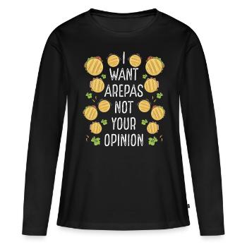 Arepa colombien Nourriture traditionnelle vénézuélienne Arepas - T-shirt manches longues Premium bio Femme - noir - Devant - Julia (174cm)