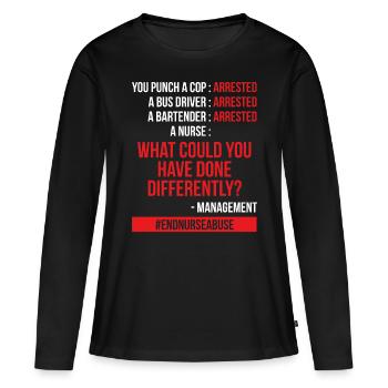 Infirmière Abuse Fighter Warrior Infirmière de salle d’urgence - T-shirt manches longues Premium bio Femme - noir - Devant - Julia (174cm)