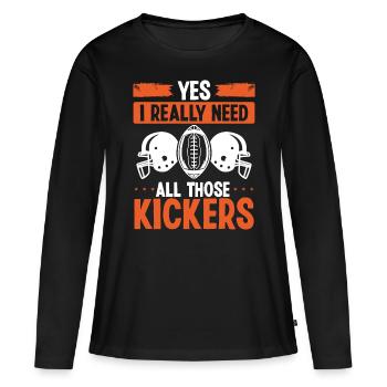 Fantasy Football Player I need all these Kickers - Frauen Premium Bio Langarmshirt - Schwarz - Vorne - Julia (174cm)