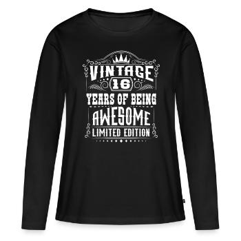 16 ans d’être génial 16 anniversaires 16 ans - T-shirt manches longues Premium bio Femme - noir - Devant - Julia (174cm)