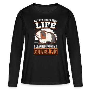 Cadeau Cochon d’Inde Cochon d’Inde Cochon d’Inde - T-shirt manches longues Premium bio Femme - noir - Devant - Julia (174cm)