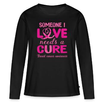 Amour et guérison - T-shirt manches longues Premium bio Femme - noir - Devant - Julia (174cm)