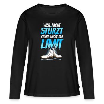 Eislaufen - Frauen Premium Bio Langarmshirt - Schwarz - Vorne - Julia (174cm)