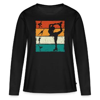 Eislaufen - Frauen Premium Bio Langarmshirt - Schwarz - Vorne - Julia (174cm)