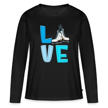 Eislaufen - Frauen Premium Bio Langarmshirt - Schwarz - Vorne - Julia (174cm)