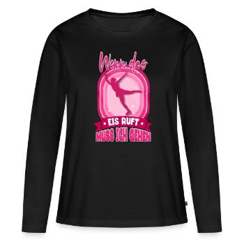 Eislaufen - Frauen Premium Bio Langarmshirt - Schwarz - Vorne - Julia (174cm)