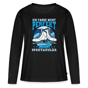 Eislaufen - Frauen Premium Bio Langarmshirt - Schwarz - Vorne - Julia (174cm)