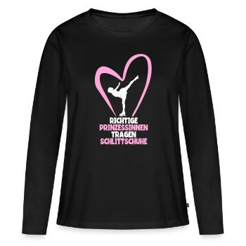 Eislaufen - Frauen Premium Bio Langarmshirt - Schwarz - Vorne - Julia (174cm)