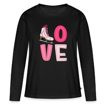 Eislaufen - Frauen Premium Bio Langarmshirt - Schwarz - Vorne - Julia (174cm)