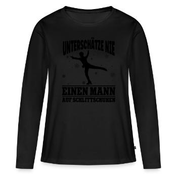 Eislaufen - Frauen Premium Bio Langarmshirt - Schwarz - Vorne - Julia (174cm)