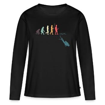 Tauchen Evolution - Frauen Premium Bio Langarmshirt - Schwarz - Vorne - Julia (174cm)
