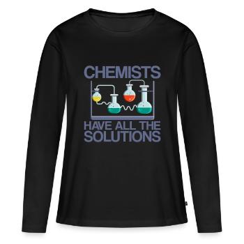 Les chimistes ont toutes les solutions - T-shirt manches longues Premium bio Femme - noir - Devant - Julia (174cm)