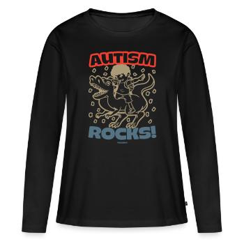 Les roches de l’autisme - T-shirt manches longues Premium bio Femme - noir - Devant - Julia (174cm)
