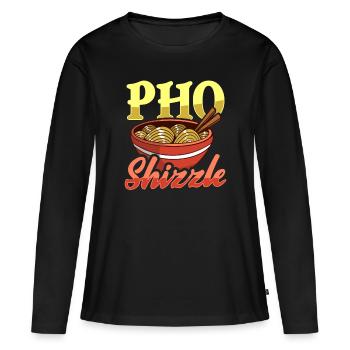 Pho Shizzle Soupe asiatique de nouilles Pho - T-shirt manches longues Premium bio Femme - noir - Devant - Julia (174cm)