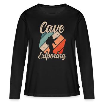 Höhle Erforschen Caving Höhlenwandern Cave - Frauen Premium Bio Langarmshirt - Schwarz - Vorne - Julia (174cm)