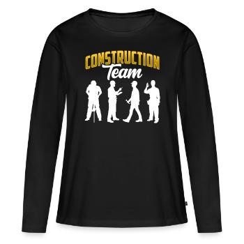 Équipe de construction Travail d’équipe Chantier de construction Travailleurs de la construction - T-shirt manches longues Premium bio Femme - noir - Devant - Julia (174cm)
