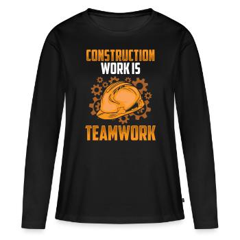 Les travaux de construction sont un travail d’équipe Construction Travail d’équipe Chantier de construction - T-shirt manches longues Premium bio Femme - noir - Devant - Julia (174cm)