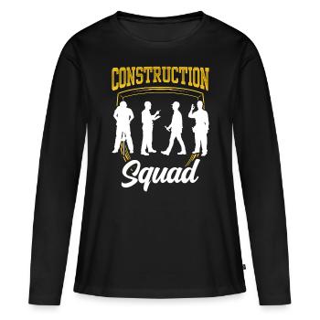 Équipe de construction Travail d’équipe Chantier de construction Ouvrier de construction Équipe de construction - T-shirt manches longues Premium bio Femme - noir - Devant - Julia (174cm)