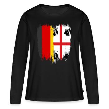 Sardaigne Drapeau sarde Sardaigne Sardaigne - T-shirt manches longues Premium bio Femme - noir - Devant - Julia (174cm)