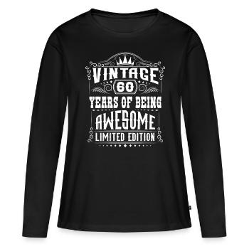 60 ans d’être génial 60 anniversaire 60 ans - T-shirt manches longues Premium bio Femme - noir - Devant - Julia (174cm)