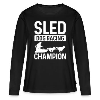 Champion de course de chiens de traîneau Alaska Husky Sleighdding - T-shirt manches longues Premium bio Femme - noir - Devant - Julia (174cm)