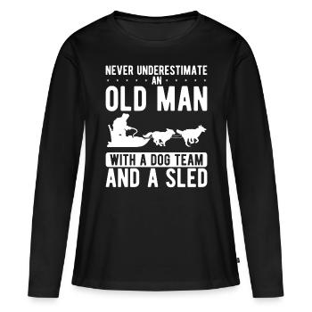 Alaska Mushing Old Man Sled Dog Team Husky - Frauen Premium Bio Langarmshirt - Schwarz - Vorne - Julia (174cm)