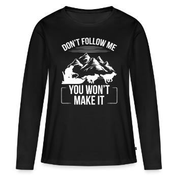 Alaska Mushing Funny Ne me suivez pas Husky RaceAlas - T-shirt manches longues Premium bio Femme - noir - Devant - Julia (174cm)