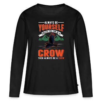 Corbeau Corbeau Corbeau Corbeau Gardant Corbeau Éleveur - T-shirt manches longues Premium bio Femme - noir - Devant - Julia (174cm)